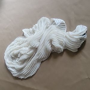 Vintage J Peterman Ivory Pearl Strands Silk Shawl Sash Scarf